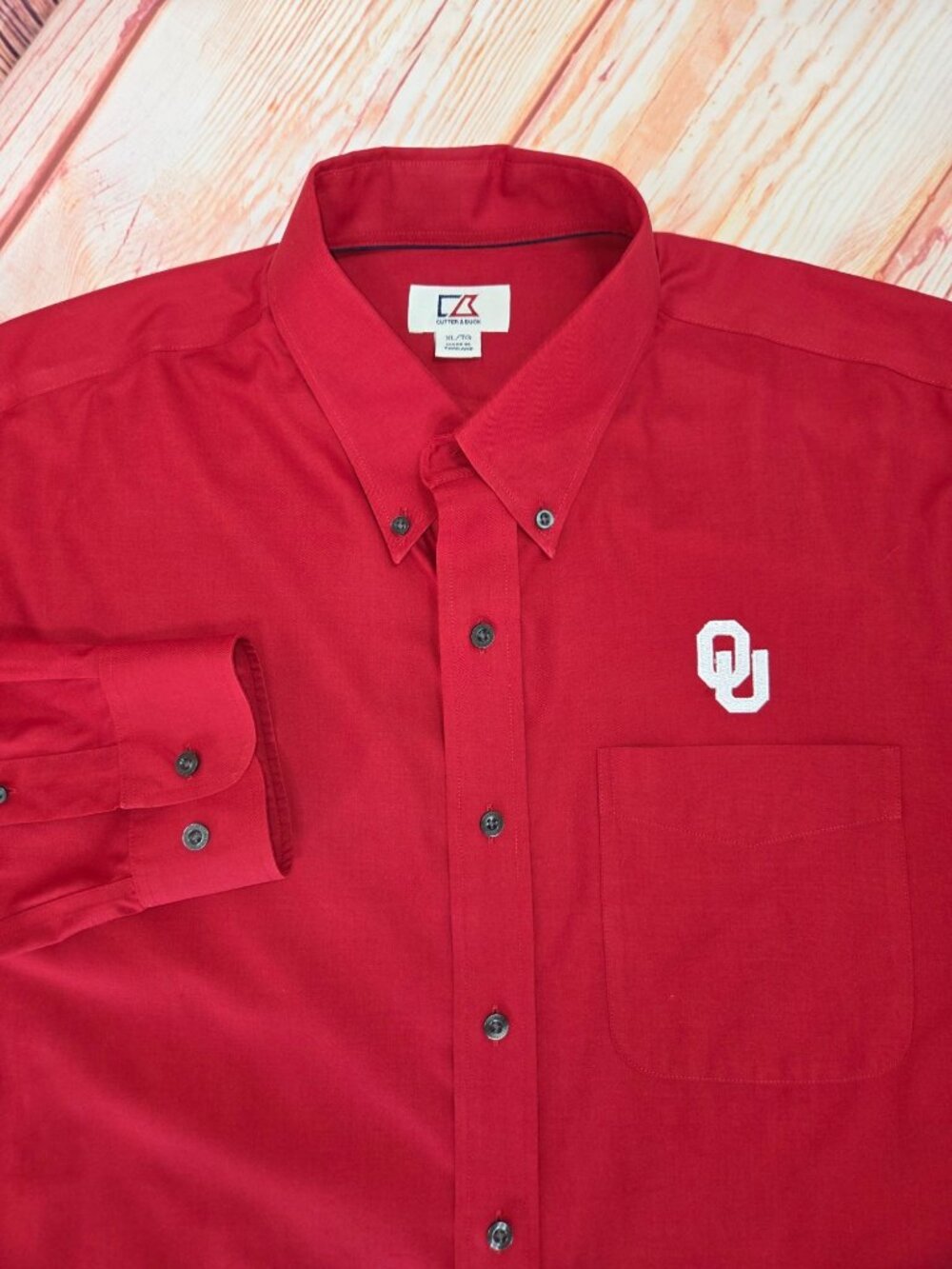 Cutter & Buck Mens Oklahoma Sooners Red Long Sleeve Shirt XL